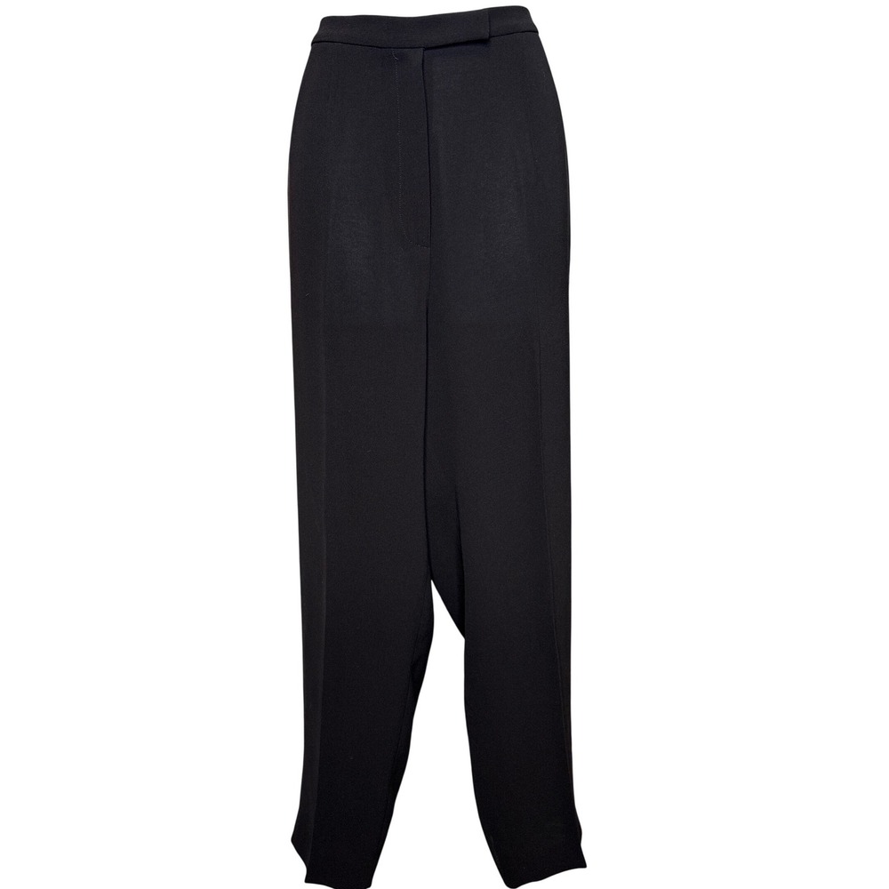 Tahari Womens Black Pleated High Rise Straight Legโ Trousers Sz 14 Professional